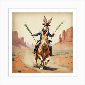 Rabbit On Horseback 5 Art Print