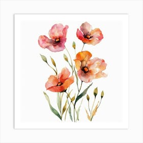 Watercolor Poppies 7 Art Print