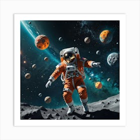 Astronaut On The Moon Art Print