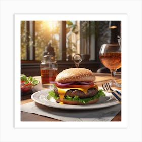 Hamburger On A Plate 197 Art Print