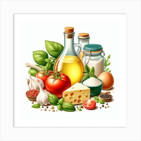 Italian Food Vector Illustration Art Print