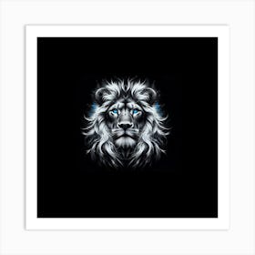 Lion Head / electric blue eyes / Art Print