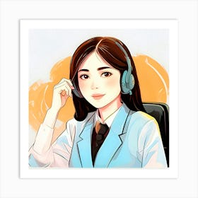 Call Center Girl Art Print