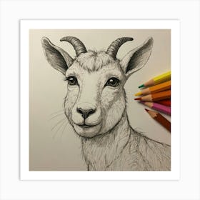 Goat Drawing 19 Art Print