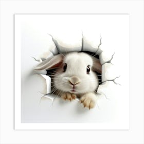 Rabbit Peeking Through A Hole 6 Art Print