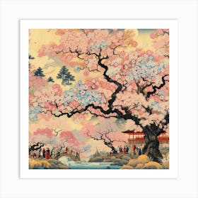 Cherry Blossom Trees In Full Bloom (1) Art Print