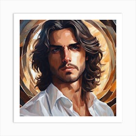 Portrait Of A Man With Long Hair 1 Art Print