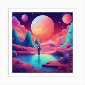 Space Landscape Painting , imagination Art Print