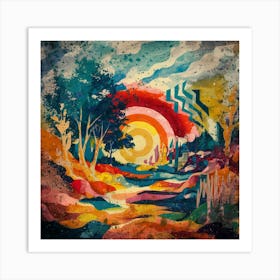 A stunning oil painting of a vibrant and abstract watercolor 9 Art Print