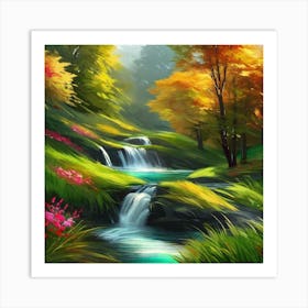 Waterfall In The Forest 43 Art Print