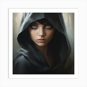 Dark Hooded Girl Art Print