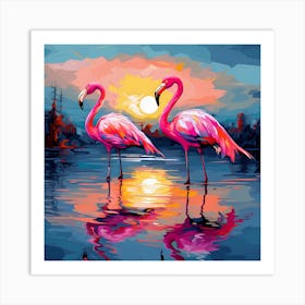 Sandy Serenity: Flamingo Dreamscape Art Print