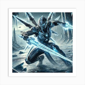 A Sci Fi Themed Scene Showcasing The Yin Ice Serpe Frostblade Combat Art Print