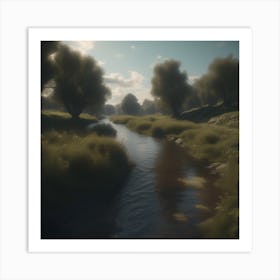 Stream In The Grass 2 Art Print