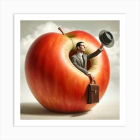 Man in an apple Art Print