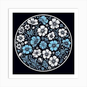 Blue And White Flowers 1 Art Print