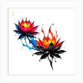 Lotus Flower Tattoo 1 Art Print