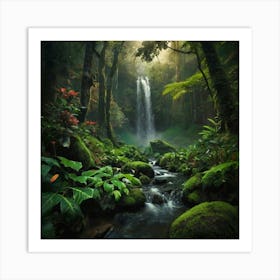 Waterfall In The Jungle 2 Art Print