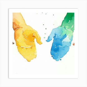 Watercolor Of Hands Art Print