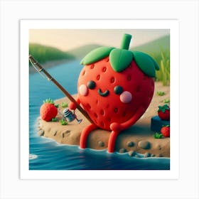 Strawberry Fishing Art Print