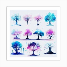 Watercolor Trees 1 Art Print