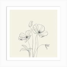 Line Drawing Of Flowers 9 Art Print