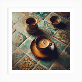 Cup Of Coffee On Tile Art Print