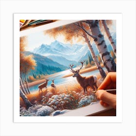 Deer In The Forest Art Print