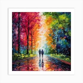 Couple Walking In The Rain 2 Art Print