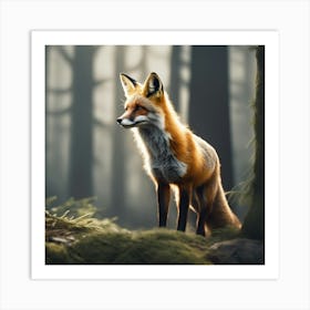 Fox In The Forest 55 Art Print