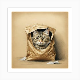 Cat In A Bag 4 Art Print