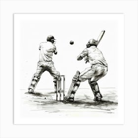 Cricket Players Playing Cricket Art Print