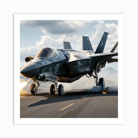 F35 Fighter Jet In A Dog Fight Art Print