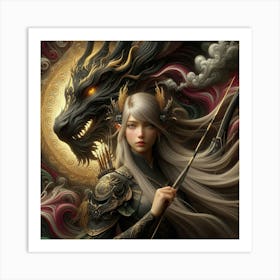 Girl With A Dragon Art Print