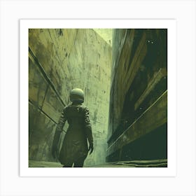 Woman Looking into The Stark City Scape Art Print