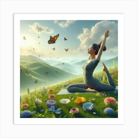 Yoga In The Meadow Art Print