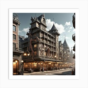 Steampunk Street Resort Art Print