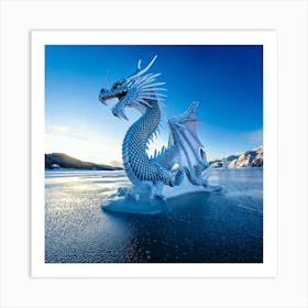 Firefly Majestic Ice Dragon Above Frozen Lake 73580 (2) Art Print