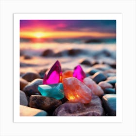 Colorful Stones On The Beach 1 Art Print