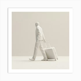 Man Walking With Suitcase Art Print