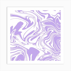Liquid Contemporary Abstract Pastel Purple and White Swirls - Retro Liquid Marble Swirl Lava Lamp Art Print