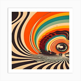 Trippy Sound Waves Retro Style Poster Print Art Print