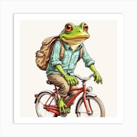 Frog Riding A Bike Art Print