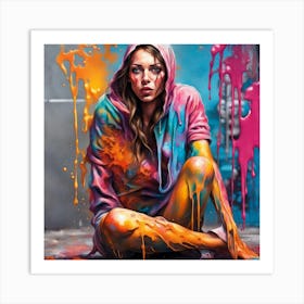 Girl With Paint On Her Face Art Print