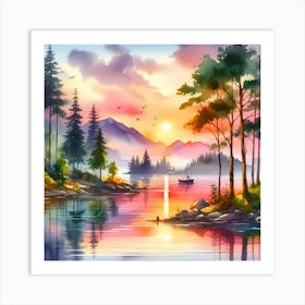 Sunset Landscape Painting 1 Art Print