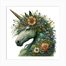 Unicorn With Flowers 1 Art Print