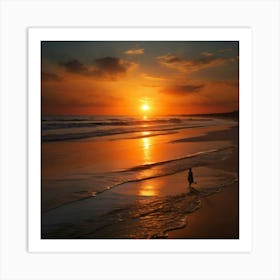 Sunset On The Beach 1 Art Print