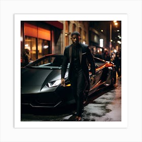 Sauceboss0283 Denzel Getting Into His Black Matte Lamborghini L Adf922ae 13d1 42a3 9485 F473eb5b9966 Art Print