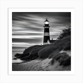 Black And White Lighthouse 11 Art Print