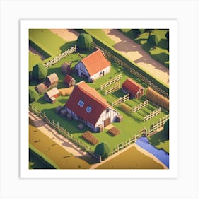 Low Poly Farm Art Print